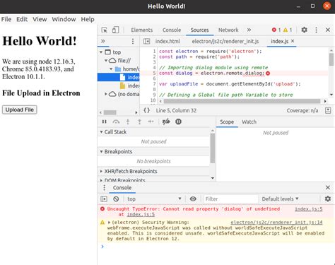 electron dialog undefined.